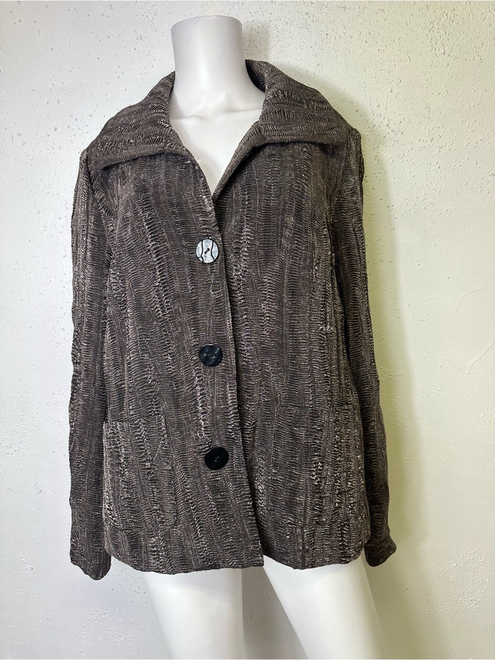 Simonton Says Designed by George Simonton Blazer Jacket Womens Large Brown